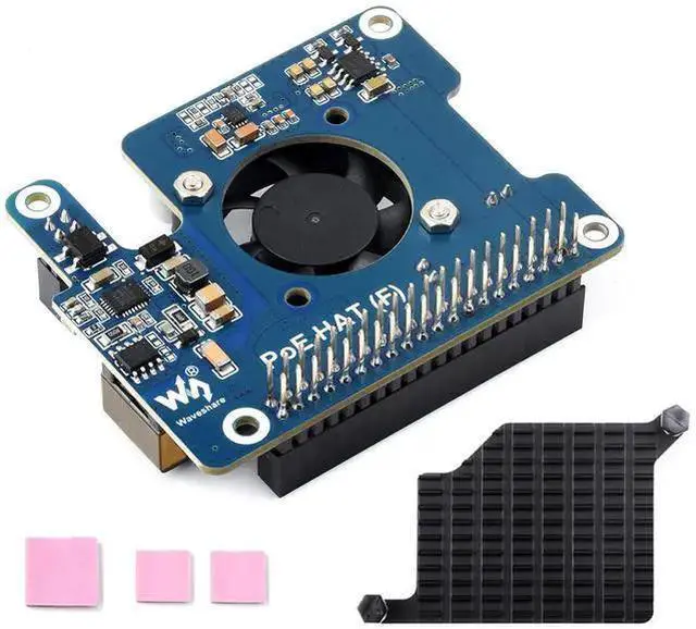 Main image of WISDUM POE HAT Board Compatible with Raspberry Pi 5, Power Over Ethernet HAT with Cooling Fan and Metal Heatsink for Pi5, Supports 802.3af/at Network Standard