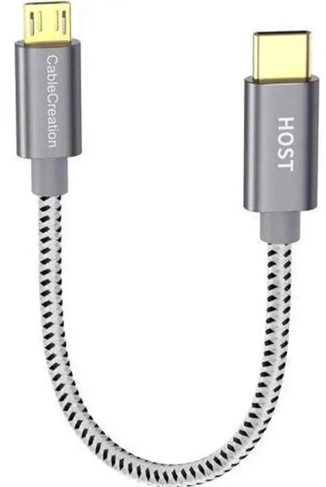 Main image of WISDUM Short Micro USB to USB C Cable 0.65 FT USB C to Micro USB Braided Cord OTG 480Mbps Micro USB Cable to USB C to USB Micro for MacBook Pro Air S21 S20 S10 Pixel 5/4/3/2 etc. Space Gray