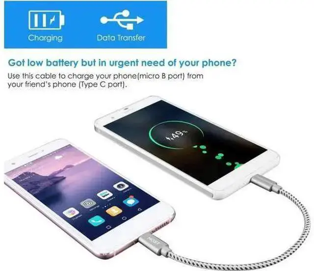 Alt view image 3 of 6 - WISDUM Short Micro USB to USB C Cable 0.65 FT USB C to Micro USB Braided Cord OTG 480Mbps Micro USB Cable to USB C to USB Micro for MacBook Pro Air S21 S20 S10 Pixel 5/4/3/2 etc. Space Gray