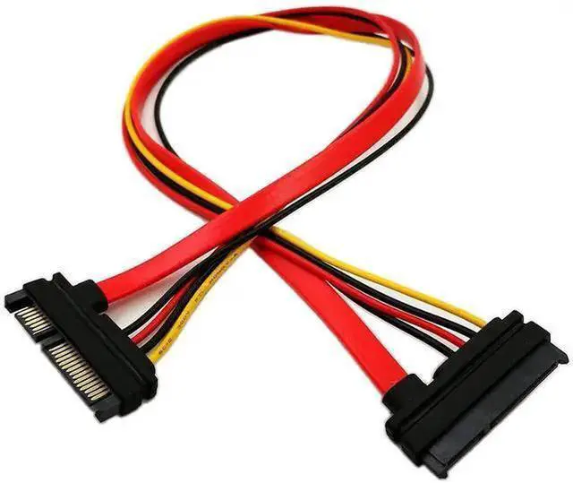 Alt view image 7 of 9 - 22-pin (7+15) Sata Male to Female Data and Power Combo Extension Cable - Slimline Sata Extension Cable M/f - 20inch (50cm)