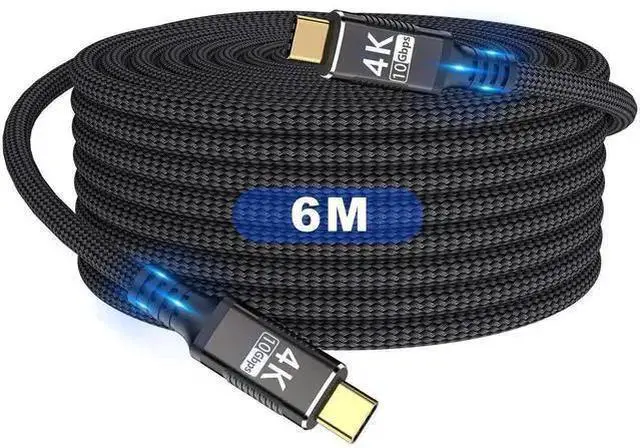 Alt view image 8 of 14 - Long Usbc to Usbc 20FT Cable Compatible With Thunderbolt 3,Usb C 3.1 Gen 1 Cable 10Gbps Data Transfer,4K@60Hz/2K@120Hz Video Output Monitor Cord,Type-C Nylon Braided PD3.0 100W Fast Charging.
