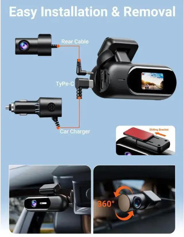 Alt view image 6 of 7 - WISDUM Hidden 4K Dash Camera Dual Lens Stealth Design, Wireless WiFi Car Recorder, HD Night Vision, G-Sensor Double recording
