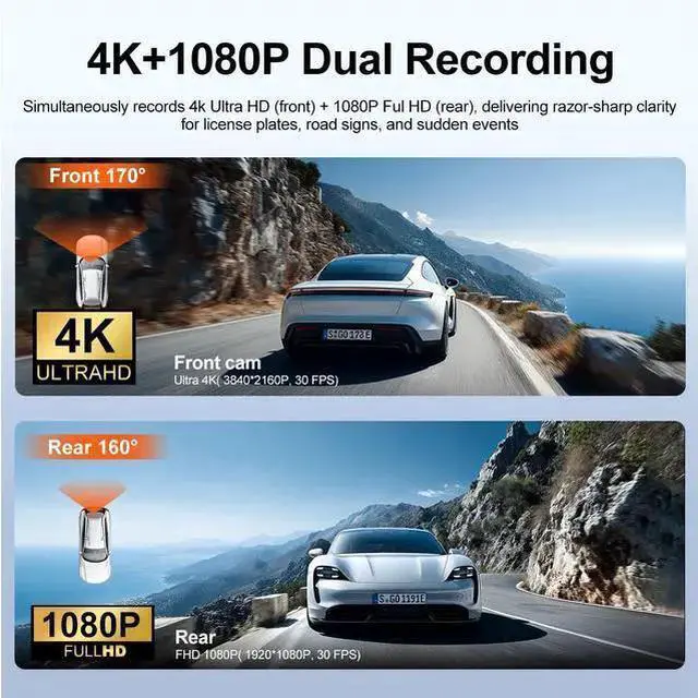 Alt view image 5 of 7 - WISDUM Hidden 4K Dash Camera Dual Lens Stealth Design, Wireless WiFi Car Recorder, HD Night Vision, G-Sensor Double recording