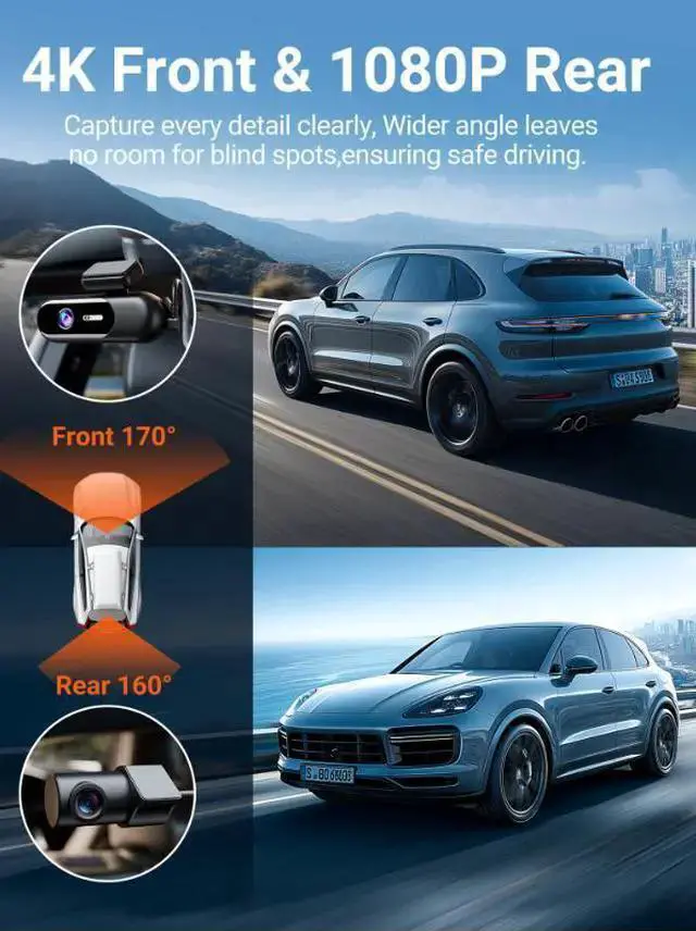 Alt view image 7 of 7 - WISDUM Hidden 4K Dash Camera Dual Lens Stealth Design, Wireless WiFi Car Recorder, HD Night Vision, G-Sensor Double recording