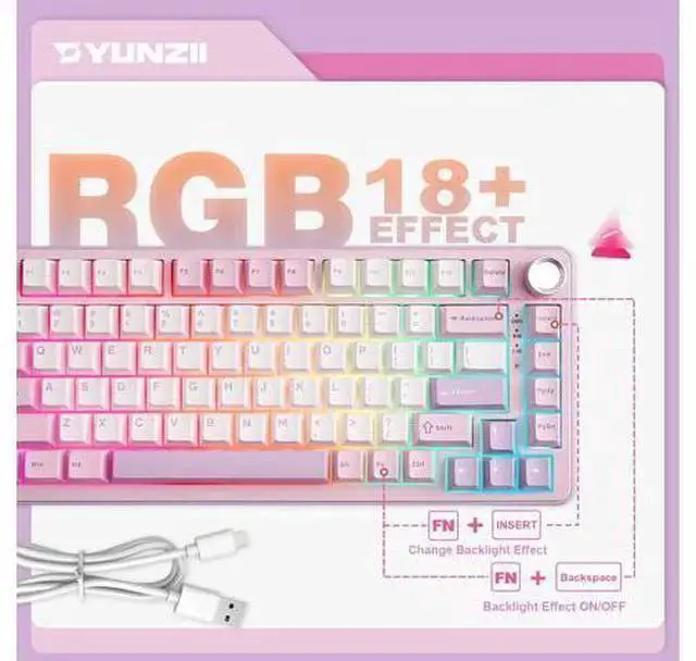 Alt view image 5 of 5 - WISDUM YUNZII B75 PRO Wireless Mechanical Keyboard,75% Layout with Knob,Hot Swap Gasket Custom Structure,Creamy Pre-lubed Switches,RGB Backlit,Bluetooth/Type-C/2.4G for Win/Mac(Milk Switch,Purple)