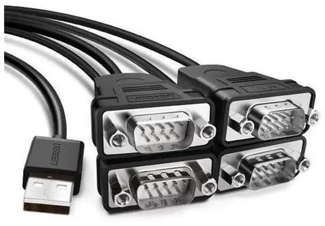 Main image of WISDUM USB to Serial RS232 Cable Adapter 4 Ports DB9 Converter 9-Pin Male to Male with Hexnuts for Windows 10/8.1/8/7/XP/Vista/Linux/MAC OS 8/9/OS X