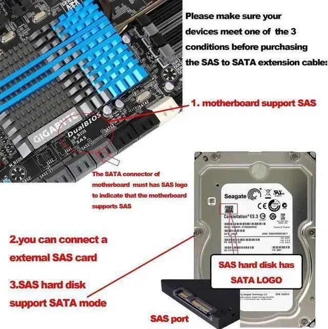 Alt view image 12 of 13 - SAS to SATA Extension Cable SFF-8482 SAS 29 Pin to SATA III 3.0 7Pin with IDE 4PIN LP4 Molex Interface Female to Female Cable for Hard Disk Drive Raid -30cm/11.8in 2pcs