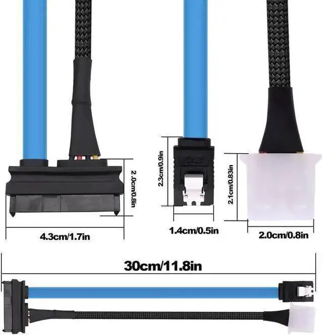 Alt view image 13 of 13 - SAS to SATA Extension Cable SFF-8482 SAS 29 Pin to SATA III 3.0 7Pin with IDE 4PIN LP4 Molex Interface Female to Female Cable for Hard Disk Drive Raid -30cm/11.8in 2pcs