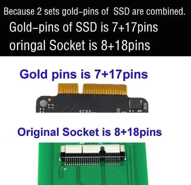 Alt view image 6 of 8 - 26pin to SATA Adapter with USB3.0/Type C SATA Cable,Compatible with SSD from MacBook Air Pro 2012 Year (NOT fit SSD from 2013-2015 Year)