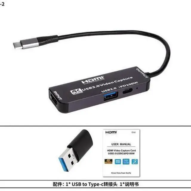 Alt view image 6 of 6 - Torpedo Nova USB C Video Capture Card 4K 30Hz, with 100W PD Charging & USB 3.0 Data Transfer, Plug & Play for OBS Streaming, Gaming, Conference, Compatible with Laptop, Phone, PC