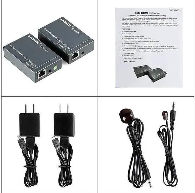 Alt view image 14 of 14 - Extender HDMI RJ45 HDMI extender cat5 60M HDMI extender audio Kit over ethernet cat6/5e for PS4 apple TV PC laptop HDTV eokCXOY