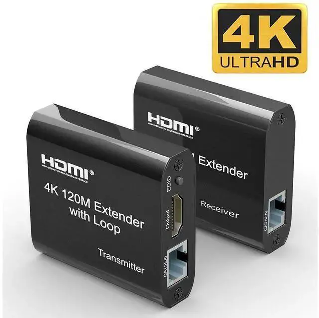 Alt view image 8 of 14 - 4K HDMI Extender, 394ft HDMI Extension Adapter 4K@30Hz 1080P@60Hz HDMI Over Ethernet Transmitter and Receiver with HDMI Loopout, Audio, EDID eokCXOY