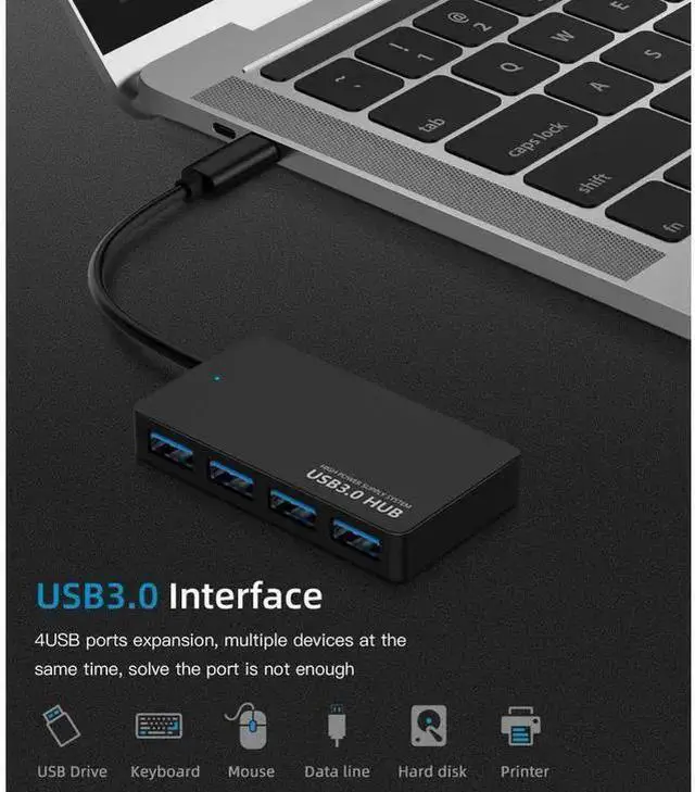 Alt view image 14 of 14 - USB-C Hub Adapter, Type C Hub with 4 Ports USB3.0 Data Converter for MacBook, MacBook Pro iMac, Google ChromeBook Pixelbook, XPS, Samsung S9, S8 & More USB Devices eokCXOY