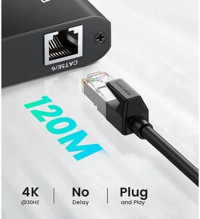 Alt view image 11 of 14 - 4K HDMI Extender, 394ft HDMI Extension Adapter 4K@30Hz 1080P@60Hz HDMI Over Ethernet Transmitter and Receiver with HDMI Loopout, Audio, EDID eokCXOY