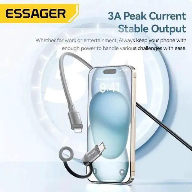 Alt view image 12 of 12 - Essager Lightning to USB-C OTG Adapter, 3A Fast Charging & 480Mbps Data Transfer, Type-C to Lightning Converter, Plug & Play for iPhone 15 Series, Aluminum Mini Portable C female To Lightning male