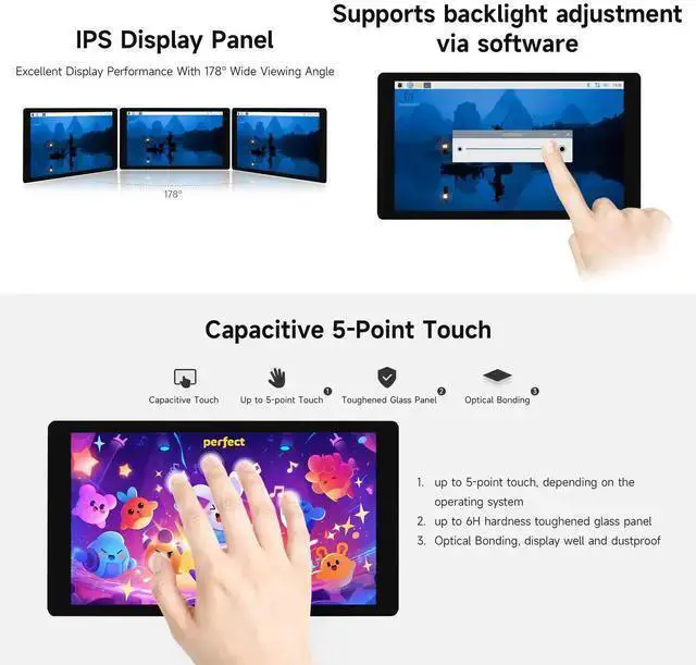 Alt view image 5 of 5 - WISDUM waveshare 5inch Capacitive Touch Display, Compatible with Raspberry Pi 5/4B/3B/Zero/Zero W/Zero 2W/Pico/Pico W/Pico WH, Supports Windows 11/10/8.1/8/7, Support Jetson Nano/Jetson Orin Nano
