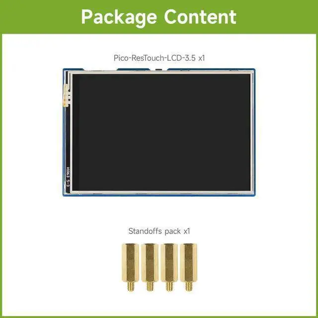 Alt view image 2 of 5 - WISDUM Waveshare 3.5inch Touch Display Module, Compatible with Raspberry Pi Pico/Pico W/Pico WH, Resistive Touch Controller XPT2046, ILI9488 Driver, Using SPI Bus, 65K Colors, 480x320 Pixels, SPI Inte