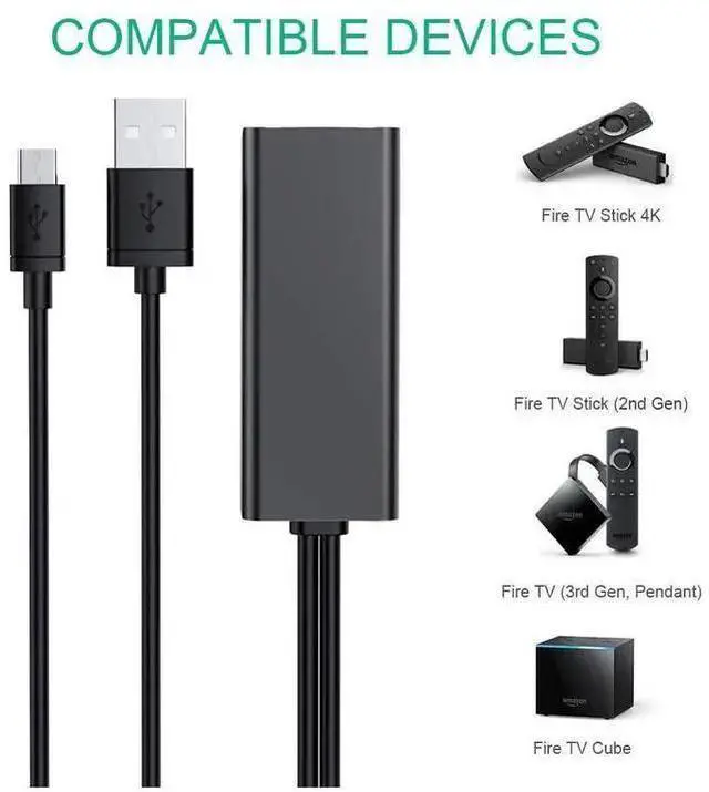 Alt view image 12 of 14 - Ethernet Adapter for Fire TV Stick Chromecast Ultra/2/1/Audio Google Home Mini Mirco USB to RJ45 Ethernet Adapter with USB Power Supply Cable 3.3ft (Black) eokCXOY