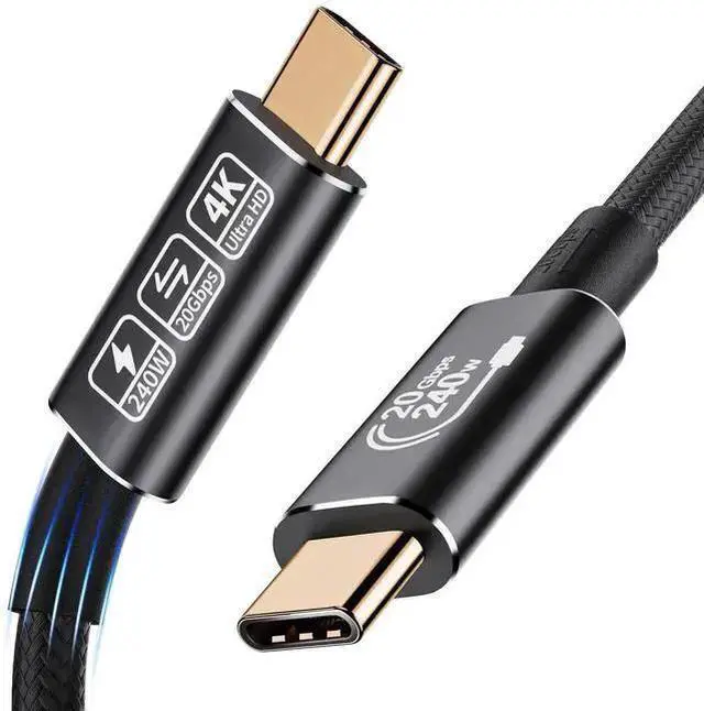 Alt view image 15 of 20 - USB-C to USB-C Data Transfer Cable, 3.3ft USB 3.2 Type-C, 20Gbps 240W PD Fast Charging, High-Speed Nylon Braided Cord