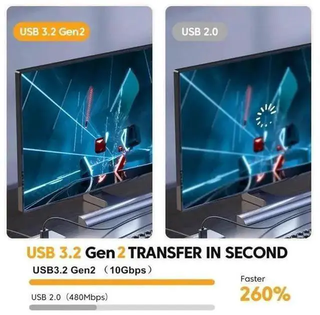 Alt view image 12 of 14 - 2-Pack USB A to USB C Cable Right Angle 1.6FT, USB 3.1/3.2 10Gbps Data Transfer and 60W 3A Fast Charging Long Cable for Android Auto Samsung, VR Link External, SSD and Other USB to Type C Device