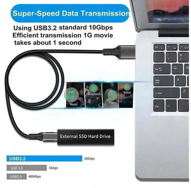 Alt view image 13 of 14 - 2-Pack USB A to USB C Cable Right Angle 1.6FT, USB 3.1/3.2 10Gbps Data Transfer and 60W 3A Fast Charging Long Cable for Android Auto Samsung, VR Link External, SSD and Other USB to Type C Device
