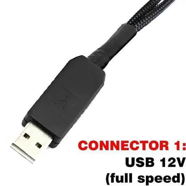 Alt view image 6 of 8 - USB 12V to Dual 4 Pin or 3 Pin PC Fan Sleeved Power Adapter Cable 25 Inches