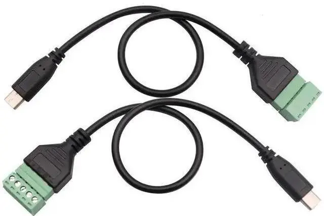 Alt view image 11 of 11 - Type C USB Screw Terminal Block Connector Cable 2.0 Type C USB Male Plug to 5 Pin Way Female Bolt Screw with Shield terminals Pluggable Type Adapter Connector Converter Cable30CM2Pack Male