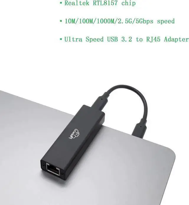 Alt view image 2 of 4 - WISDUM WisdPi USB 5Gbps Ethernet Adapter, Ultra Speed USB 3.2 to RJ45 LAN Network Converter,USB Type A/C Realtek RTL8157 Wired LAN Network Connection 5G, 2.5G, 1G, 100Mbps for Windows, Mac OS, Linux a