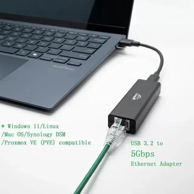 Alt view image 3 of 4 - WISDUM WisdPi USB 5Gbps Ethernet Adapter, Ultra Speed USB 3.2 to RJ45 LAN Network Converter,USB Type A/C Realtek RTL8157 Wired LAN Network Connection 5G, 2.5G, 1G, 100Mbps for Windows, Mac OS, Linux a