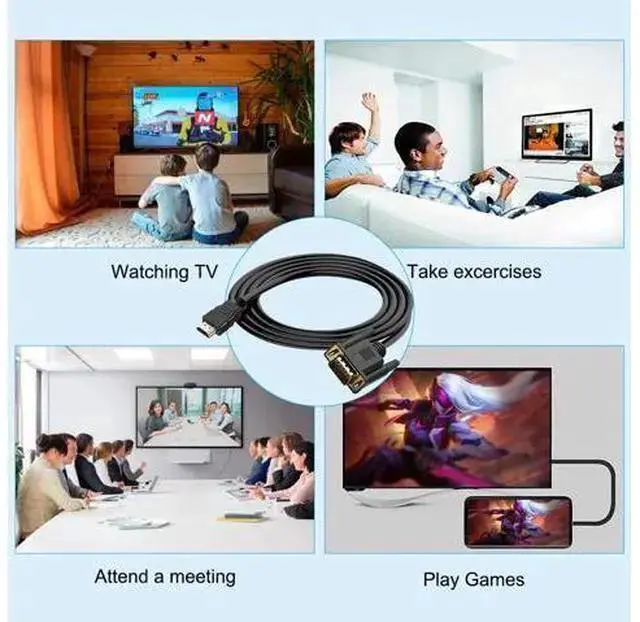Alt view image 5 of 6 - WISDUM HDMI to VGA (Male to Male) Video Adapter Converter Cord Cable (4.9 Feet/1.5 Meters) for Computer Desktop Laptop PC Monitor Projector HDTV and More (NOT Bidirectional)