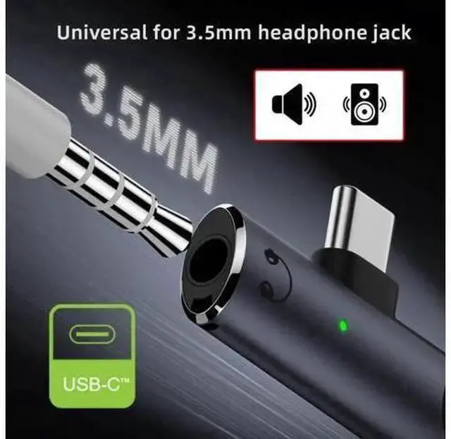 Alt view image 3 of 7 - WISDUM USB-C Type-C to 3.5mm Audio DAC AUX Music 16bit 48kHz & 100W PD Power Adapter for Laptop Tablet Phone