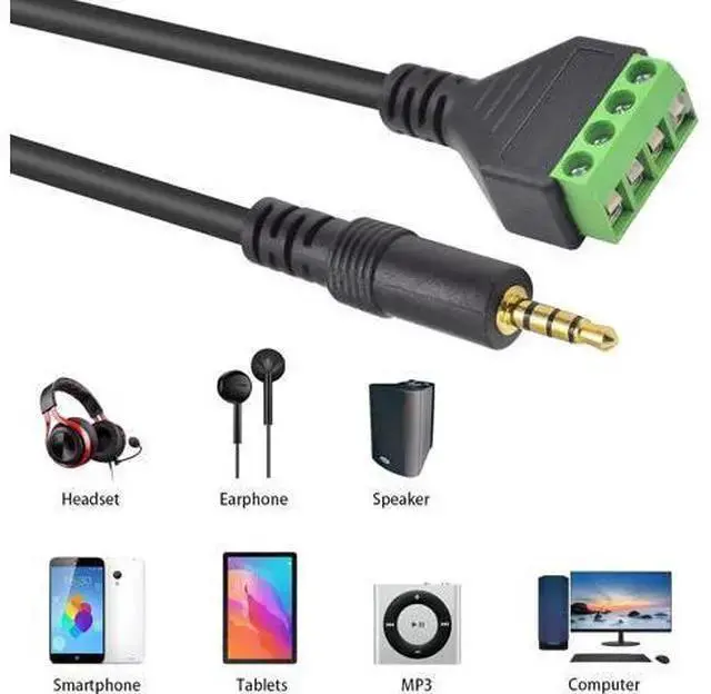 Alt view image 5 of 7 - WISDUM 3.5mm Speaker Wire Adapter 3.5mm (1/8) 4 Pole Stereo TRRS Male Jack to AV 4 Screw Terminal Block Balun Connectors Cable 30cm (1/8inch/ 4pin)