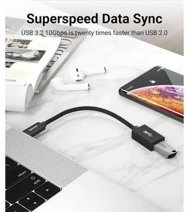 Alt view image 4 of 7 - WISDUM USB C to USB Adapter 2 Pack USB C to USB 3 Type C to A Thunderbolt 3 to USB Female Adapter OTG Cable Compatible with iPhone 17/Air/16/15 Pro Max iPad mini 6 MacBook Pro Air and More