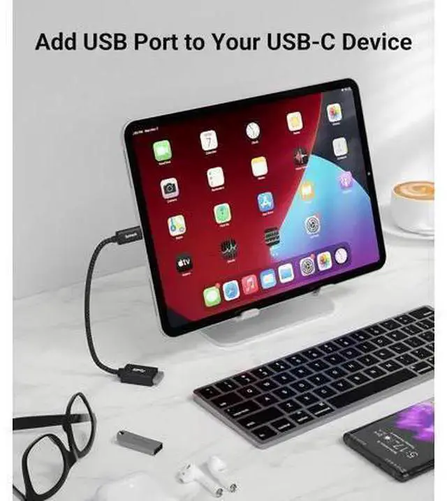 Alt view image 5 of 7 - WISDUM USB C to USB Adapter 2 Pack USB C to USB 3 Type C to A Thunderbolt 3 to USB Female Adapter OTG Cable Compatible with iPhone 17/Air/16/15 Pro Max iPad mini 6 MacBook Pro Air and More
