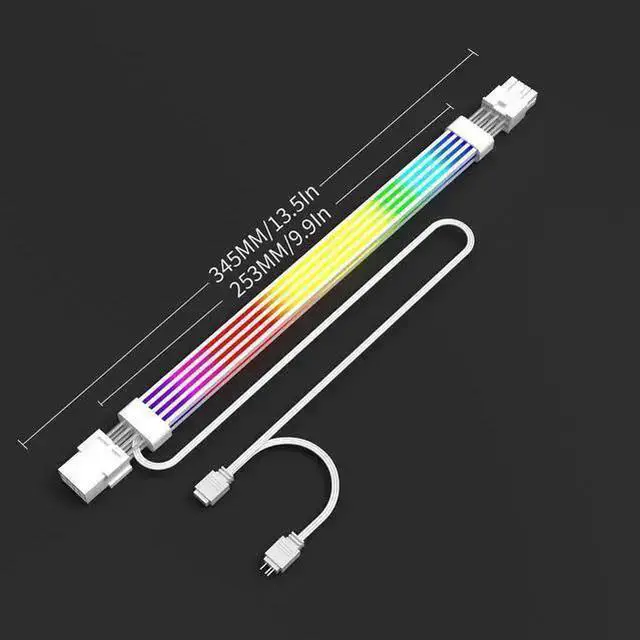 Alt view image 14 of 14 - 8 Pin RGB GPU Cable,RGB PSU Cables Extension - Addressable 5V3Pin ARGB PC Case Decor for RTX 3060 4060 4070 Radeon RX 6600 580 Graphics Card Power Supply White