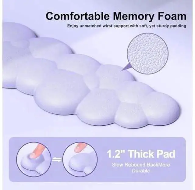 Alt view image 5 of 7 - WISDUM Cloud Mouse Pad with Wrist Rest Cloud Keyboard Wrist Rest Mouse Pad Wrist Support Ergonomic Keyboard Mouse Wrist Support (Purple)