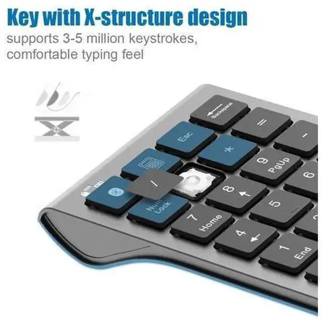 Alt view image 3 of 7 - WISDUM Bluetooth Number Pad Wireless & Wired 10 Key USB Keypad Two in One, Rechargeable Numpad for Laptops, Desktop, Computers Accessories Compatible with MacBook iPads ChromeBook EliteBook Notebook e