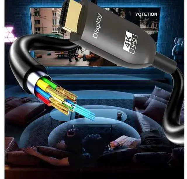 Alt view image 7 of 7 - WISDUM 50FT Long DisplayPort to HDMI Cable Optical, 4K60HZ, Black, Aluminum, DP to HDMI Optical Compatible with MacBook Pro/Air, iMac, Surface Pro/Dock, Monitor, Projector
