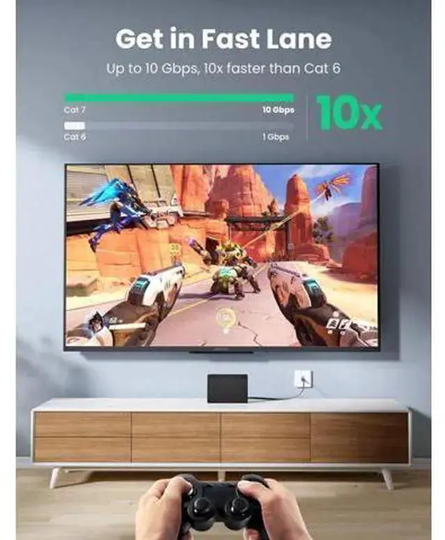 Alt view image 2 of 7 - WISDUM Cat 7 Ethernet Cable Cat7 High Speed Flat Gigabit RJ45 LAN Cable 10Gbps Shielded Internet Network Patch Cord Compatible for Gaming PS5 PS4 PS3 Xbox PC Laptop Modem Router Computer 15FT
