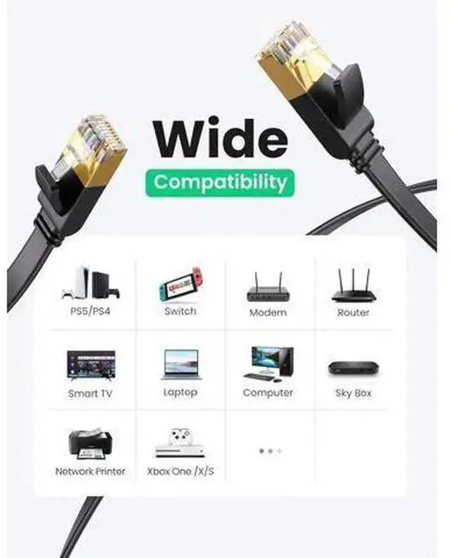 Alt view image 4 of 7 - WISDUM Cat 7 Ethernet Cable Cat7 High Speed Flat Gigabit RJ45 LAN Cable 10Gbps Shielded Internet Network Patch Cord Compatible for Gaming PS5 PS4 PS3 Xbox PC Laptop Modem Router Computer 15FT