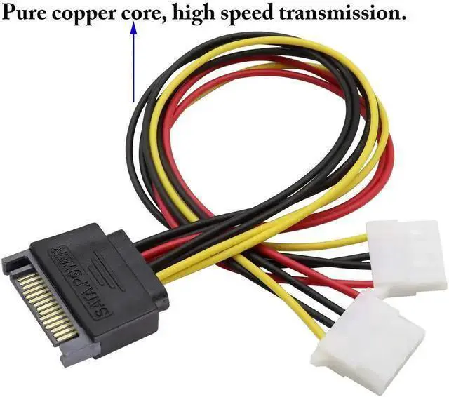 Alt view image 14 of 14 - SATA 15pin to Dual 4pin Molex one-to-Two Power Cord Cable,sata 15P to 4P IDE Hard Drive Power Cord Y-Splitter,SATA Male to 2 Molex Female for 12V/5V IDE HDD DVD.(30cm/2Pack)