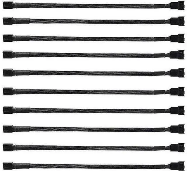 Main image of WISDUM DIXSG 10 Pack- 11.8 inch PWM Fan Extension Cable PC Fan Extension Cable Compatible with ATX Case 3 Pin & 4 Pin Cooling Fans Durable Black Nylon Braided Case Fan Extension Cable