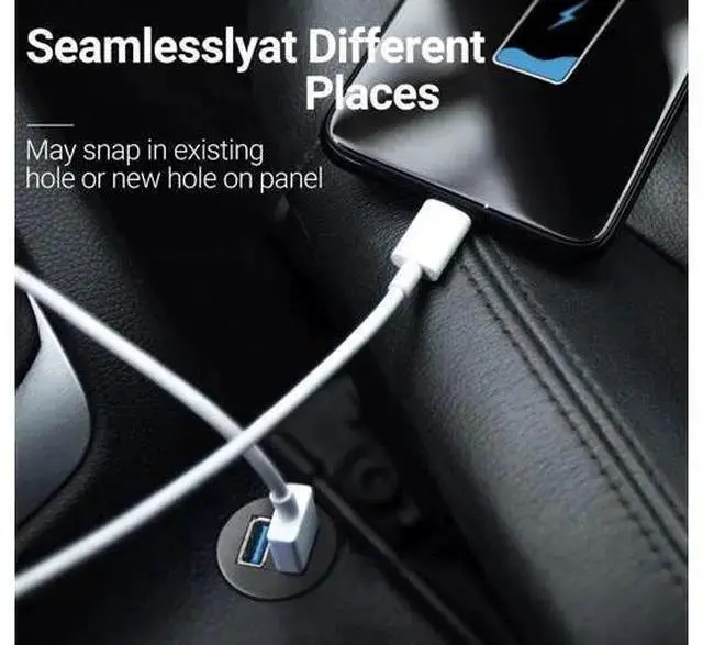 Alt view image 3 of 7 - WISDUM 2 Ports USB 3.0 Extension Cable, Flush Mount Car Truck Boat Motorcycle Dashboard Panel Adapter-3 Feet