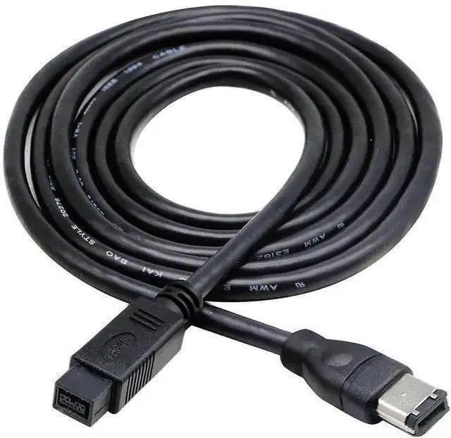 Alt view image 11 of 11 - Firewire Premium Cable 800 IEEE 1394B 9 Pin to 9 Pin Male to Male 6 Ft Black (9 Pin to 6 Pin)