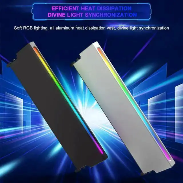 Alt view image 2 of 4 - WISDUM Universal Memory Heat Sink 5V 3PIN ARGB AURA Sync Memory Module Cooler DDR3 DDR4 DDR5 RAM Computer Accessories Black