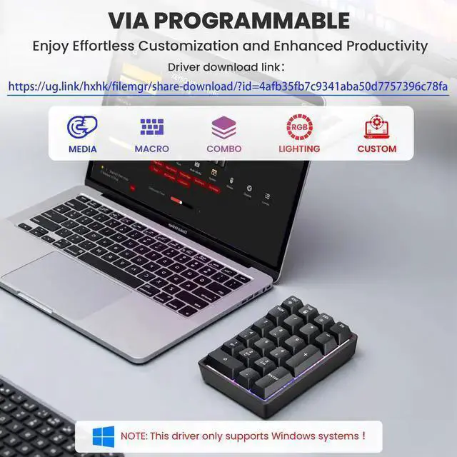 Alt view image 7 of 7 - WISDUM Number Pad Wireless 2.4G/Bluetooth 5.0/Wired USB-C 3 Mode Numeric Keypad,21Keys RGB Backlit Hot Swappable Numpad, Rechargeable Number keypad, Mechanical numberpad with PBT Keycap for PC/Laptop/