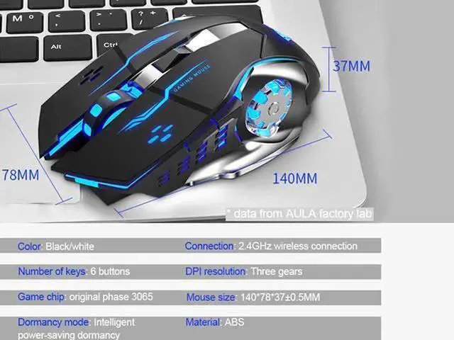 Alt view image 7 of 7 - WISDUM Aula SC100 Wireless Gaming Mouse RGB Rechargeable 2400DPI Gaming Mouse 7 Buttons, Ergonomic, Optical USB, Silent Mouse for PC Laptop Desktop Gamers (White)