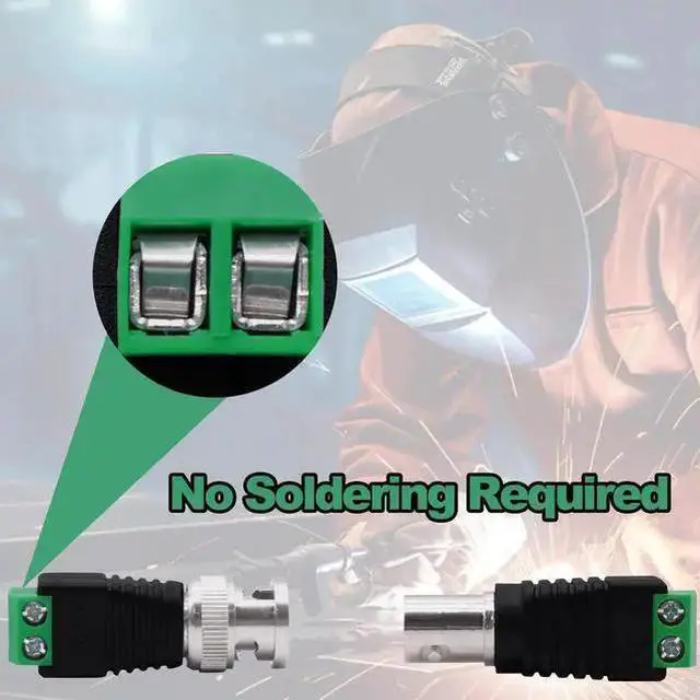 Alt view image 11 of 14 - BNC Connector BNC Male to 2Pin Solderless Screw Terminal Block Adapter Video Balun Connector for CCTV Surveillance Camera DVR TV Video-5Pcs (Male)