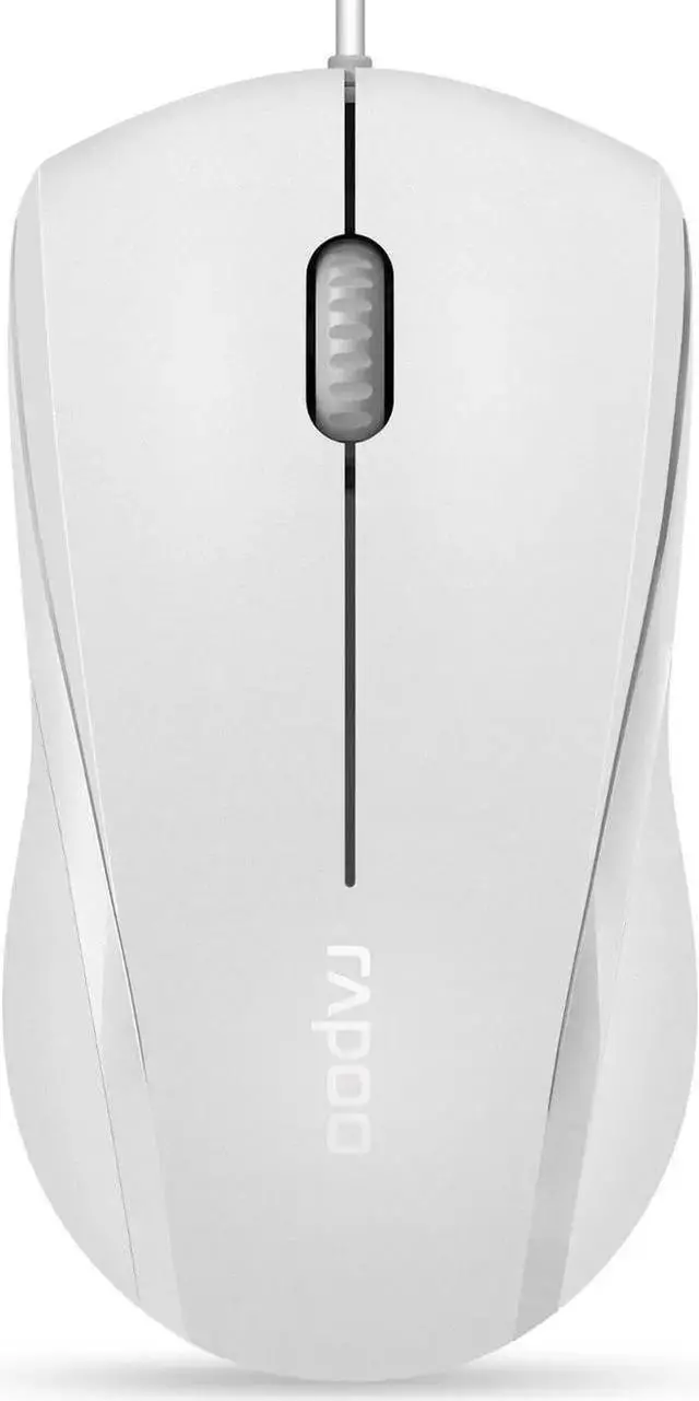 Main image of WISDUM Rapoo N1600 Silent Wired Mouse, 1000 DPI Optical Computer Mouse, 5ft Cord, USB-A, Ambidextrous for Left and Right Hands, Compatible with PC, Laptop, Mac, Chrome - Matte White