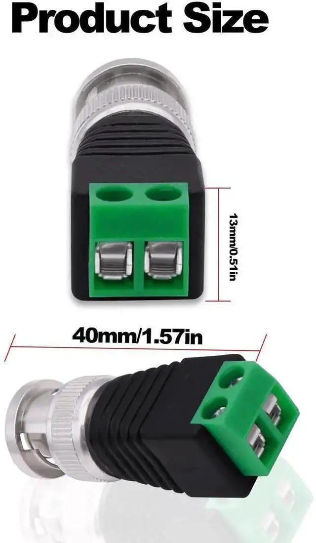 Alt view image 10 of 14 - BNC Connector BNC Male to 2Pin Solderless Screw Terminal Block Adapter Video Balun Connector for CCTV Surveillance Camera DVR TV Video-5Pcs (Male)